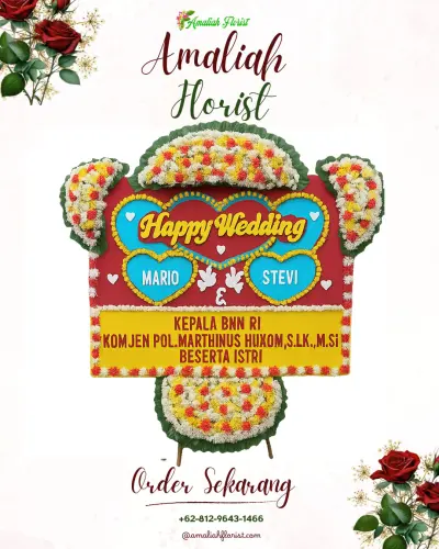 Karangan Papan Bunga Pernikahan di Jatikarya